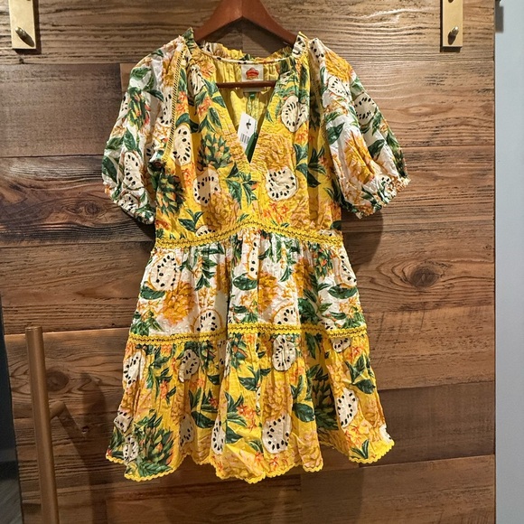 Farm Rio Yellow Biriba Mix Mini Dress - Picture 9 of 11
